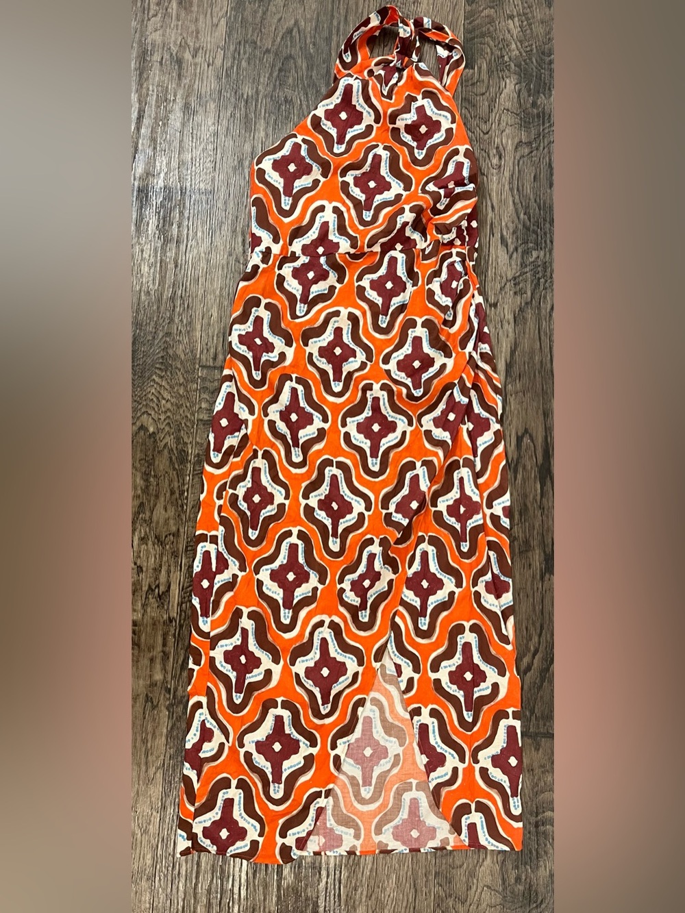 Zara Orange and Brown Abstract Print Dress